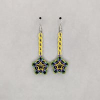 Image 2 of Mardi Gras Chainmaille Star Earrings