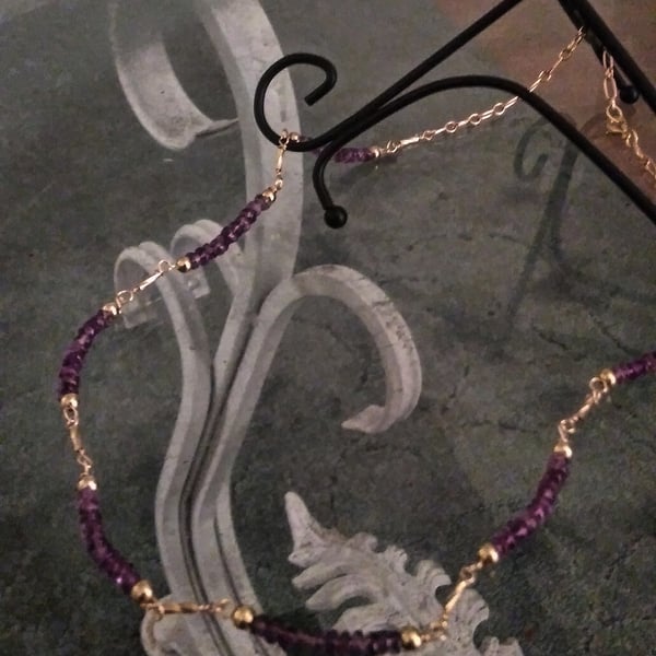 Image of Amethyst and 14k gold plated Necklace