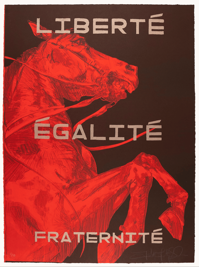 LIBERTÉ ÉGALITÉ FRATERNITÉ <br>5 layer Stone Lithograph<br> 1 x Artist Proof Available