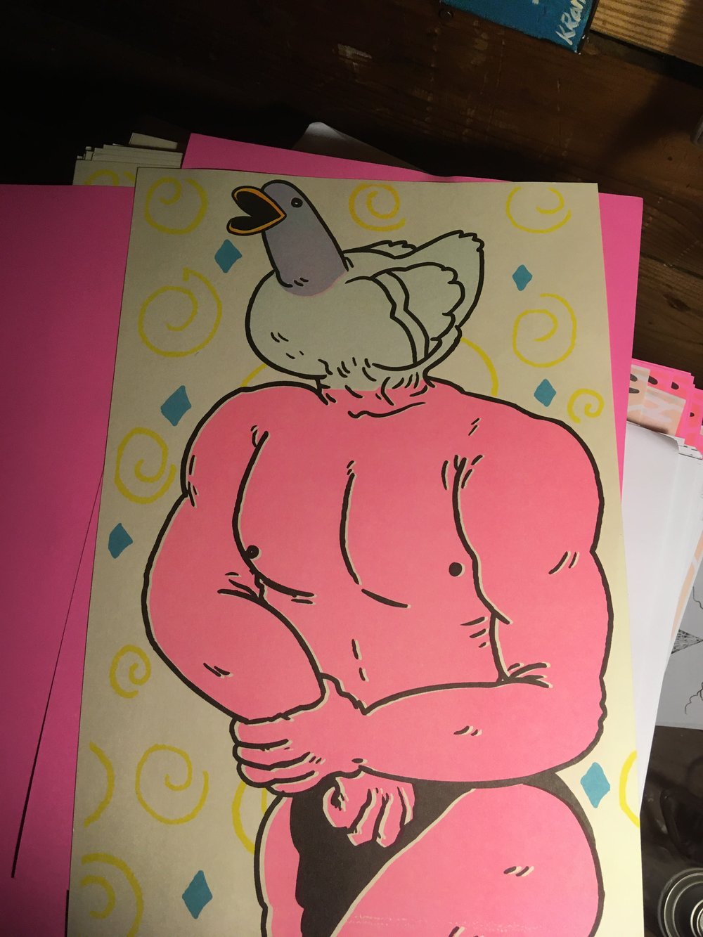 Image of Pigeon With a Penis That Is Shaped Like A Human (11x17 print)