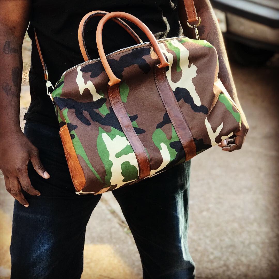 Image of Leather /Camouflage DUFFLE  