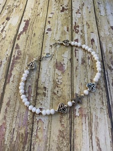 Image of Beachfront Love, anklet starfish butterfly hearts white and silver colored