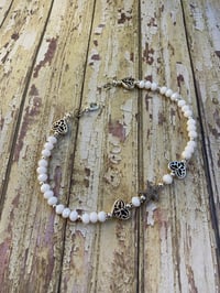 Image 1 of Beachfront Love, anklet starfish butterfly hearts white and silver colored