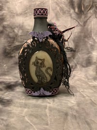 Image 1 of Altered skeleton cat bottle, night light .