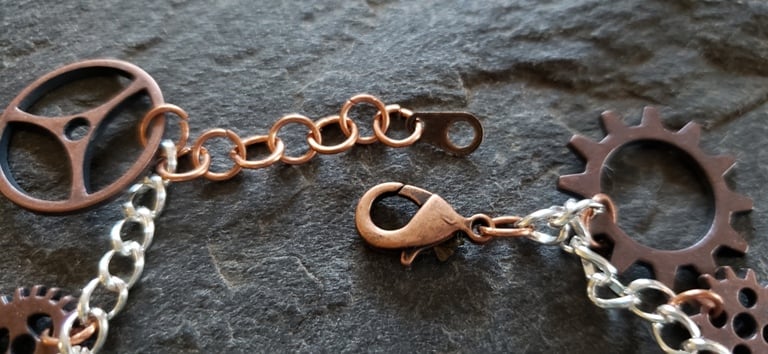 Image of Copper Clockwork Charm Bracelet, handmade