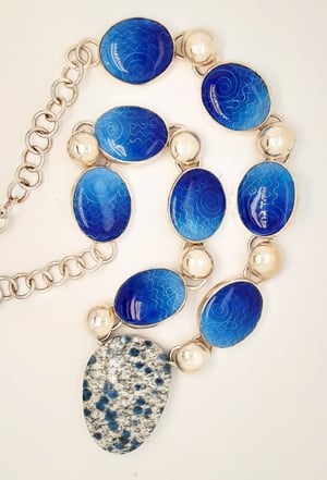 Image of Blue Jasper with Eight Basse Taille Enamels Necklace