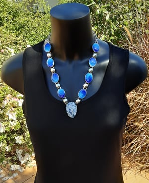 Image of Blue Jasper with Eight Basse Taille Enamels Necklace