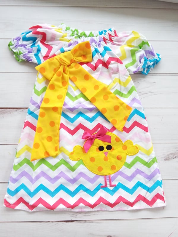 Image of ROCK BOTTOM BLOWOUT SALE-Chick Rainbow Chevron Dress Sizes 2t ONLY available 