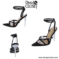 Black Open Toe Heels w/Lucite Heel