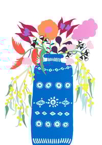 Image 1 of Arrangement I (blue vase with florals)
