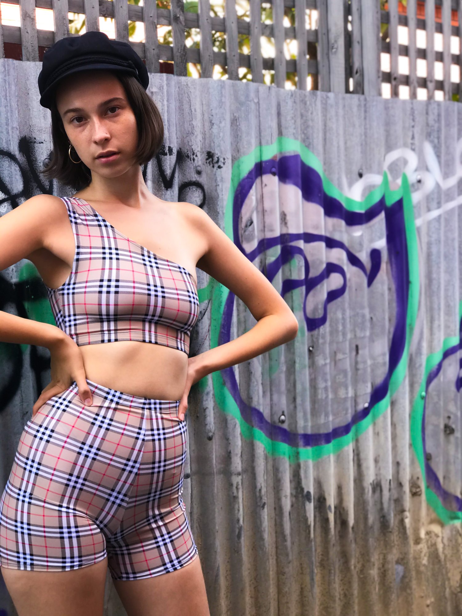 Image of Stacey Plaid Biker Set 