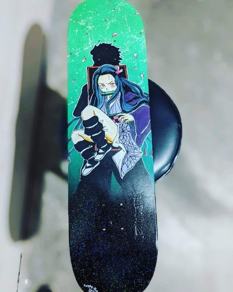 Image of Hand-painted Nezuko Skateboard deck!