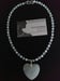 Image of MATTE WHITE STRIPED AGATE HEART NECKLACE SET