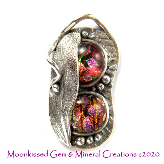 Image of Sage and Dichroic Glass Fine Silver Pendant