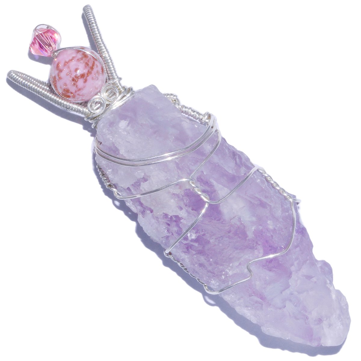Etched Lavender Nirvana Amethyst Crystal Sterling Pendant 