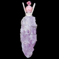 Image 2 of Etched Lavender Nirvana Amethyst Crystal Sterling Pendant 