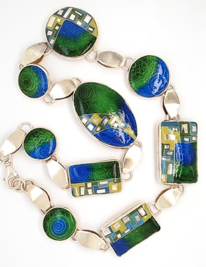 Image of A Touch of Mediaeval: Cloisonné and Basse Taille Enamel and Silver Necklace