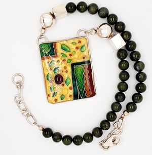 Image of Intense: Cloisonné Enamel, Silver, Gold and Jaded Necklace
