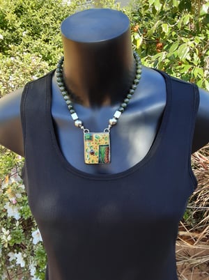 Image of Intense: Cloisonné Enamel, Silver, Gold and Jaded Necklace