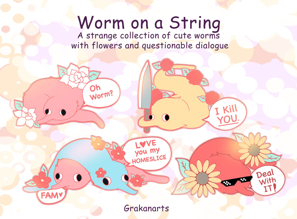 Image of [LIMITED QUANTITY] Funny Aesthetic Worm on a String Enamel Pins