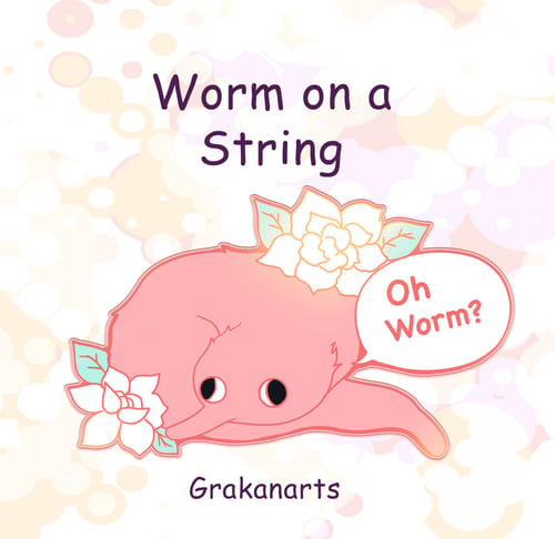 Image of Funny Aesthetic Worm on a String Enamel Pins