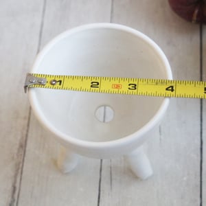 Image of Matte White Succulent Pot, Handcrafted Quirky Tripod Planter, Ceramic Pottery Made in USA - 3