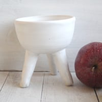 Image 2 of Matte White Succulent Pot, Handcrafted Quirky Tripod Planter, Ceramic Pottery Made in USA - 3