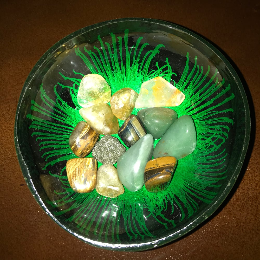 Image of Hand painted coconut shell prosperity bowl
