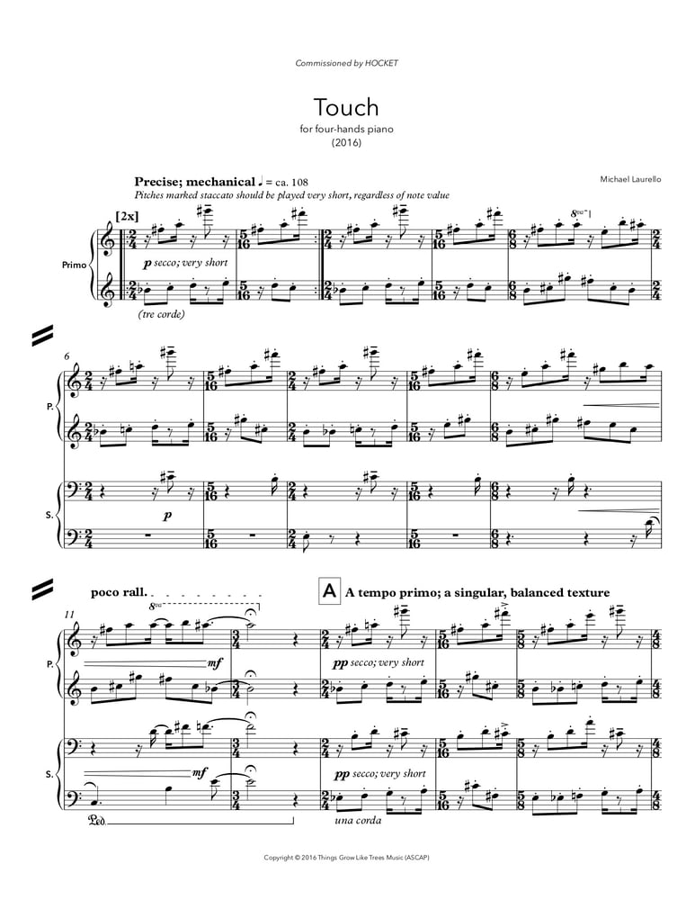 Image of Touch, for four-hands piano