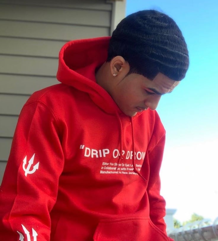 Red best sale drip hoodie