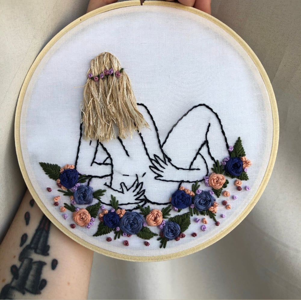 Image of Custom Nude Lady Embroidery Hoop