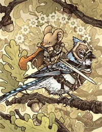 Mouse Guard: Blue Jay Rider 9x12 Print