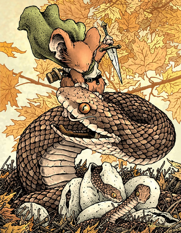 Image of Mouse Guard: Lieam vs Snake 9x12 Print