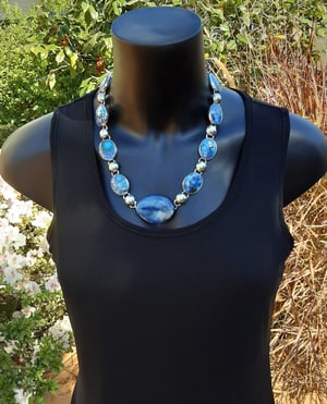 Image of Polish Agate with six Cloisonné Enamels Necklace