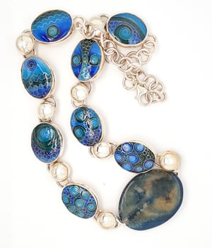 Image of Polish Agate with six Cloisonné Enamels Necklace