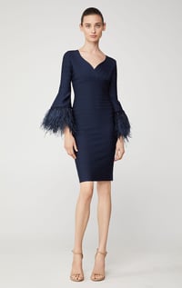 Herve Leger Ostrich Feather Bandage Dress