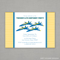 Blue Angel Jet Birthday Invitation 