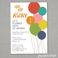 Modern Balloon Birthday Invitation Rainbow