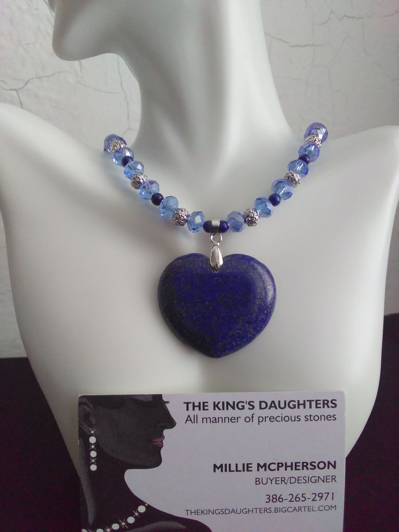 Image of LAPIS HEART PENDANT NECKLACE