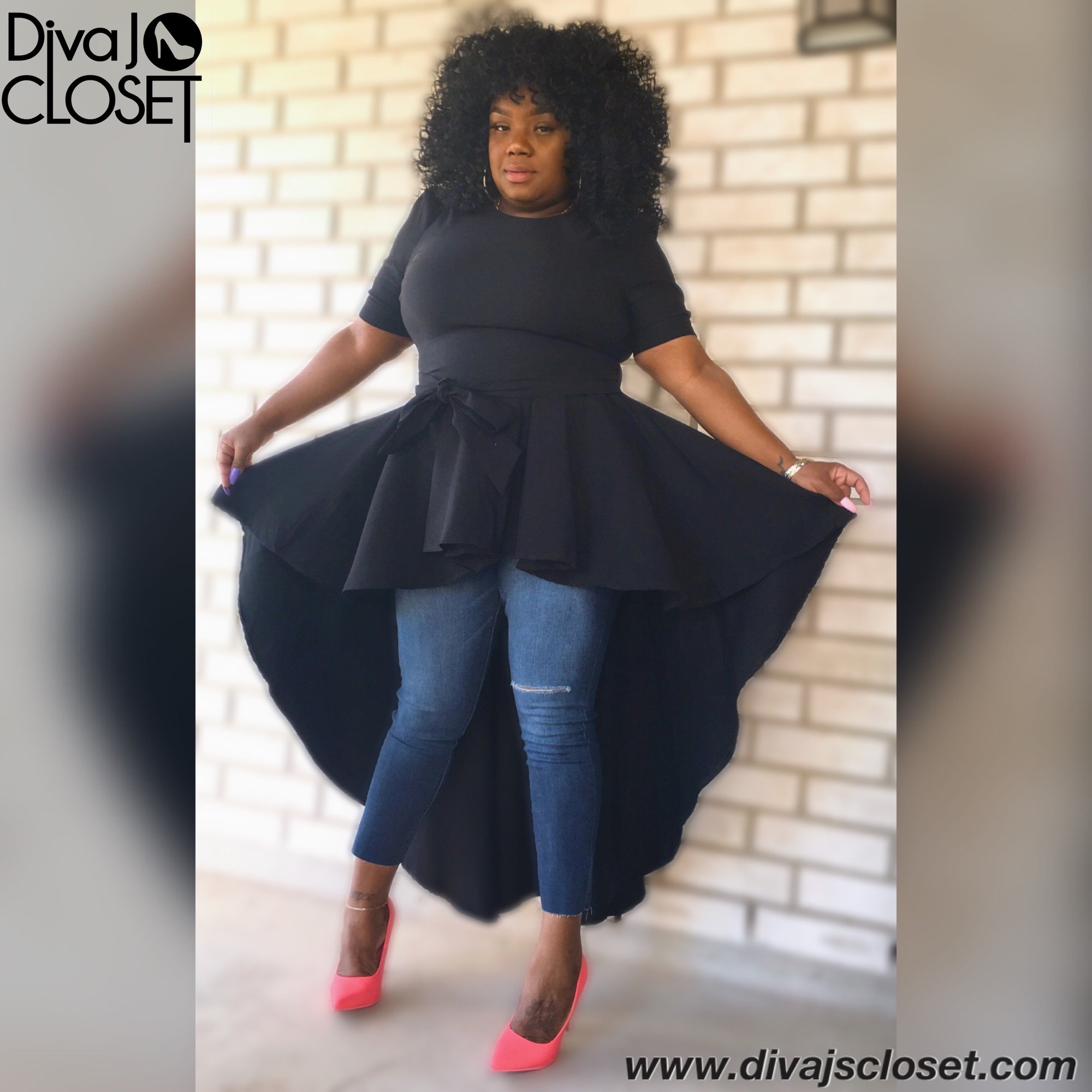 Plus size hi low peplum top discount