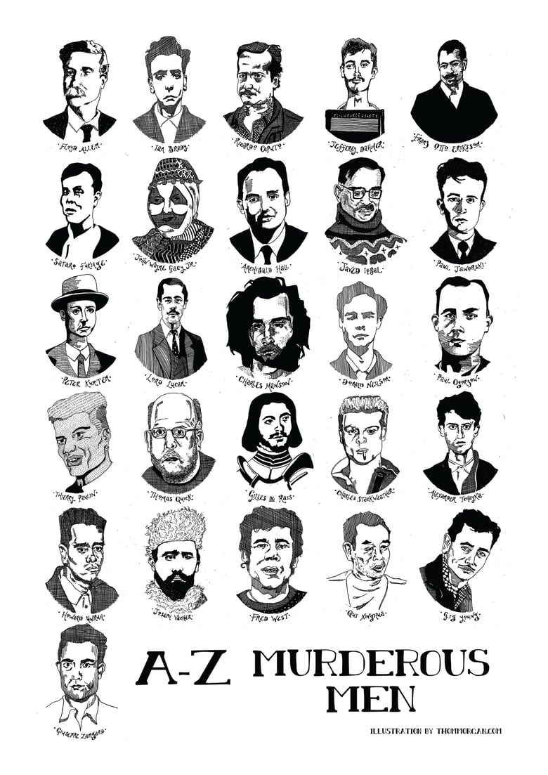 Image of A-Z Murderous Men Print