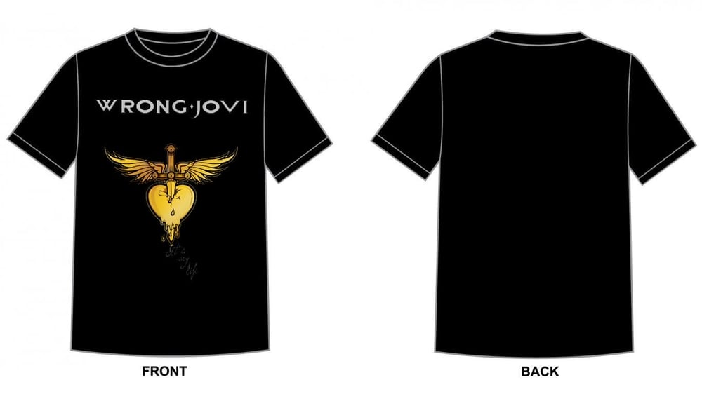 Image of Wrong Jovi Gold Heart n Dagger T-Shirt (Unisex)