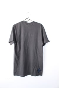 Image of stacked right tee in dark gray 