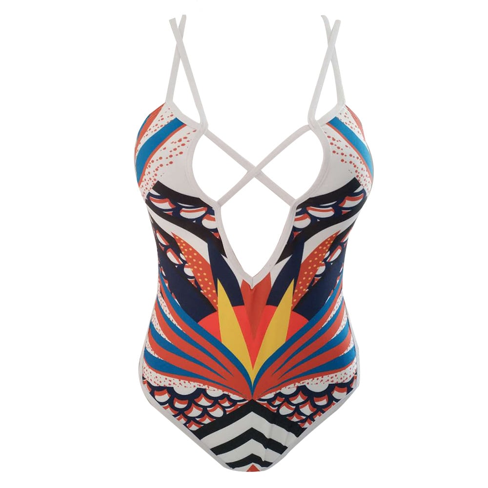 Image of Naya - One piece African Print Swimsuit (WHITE)