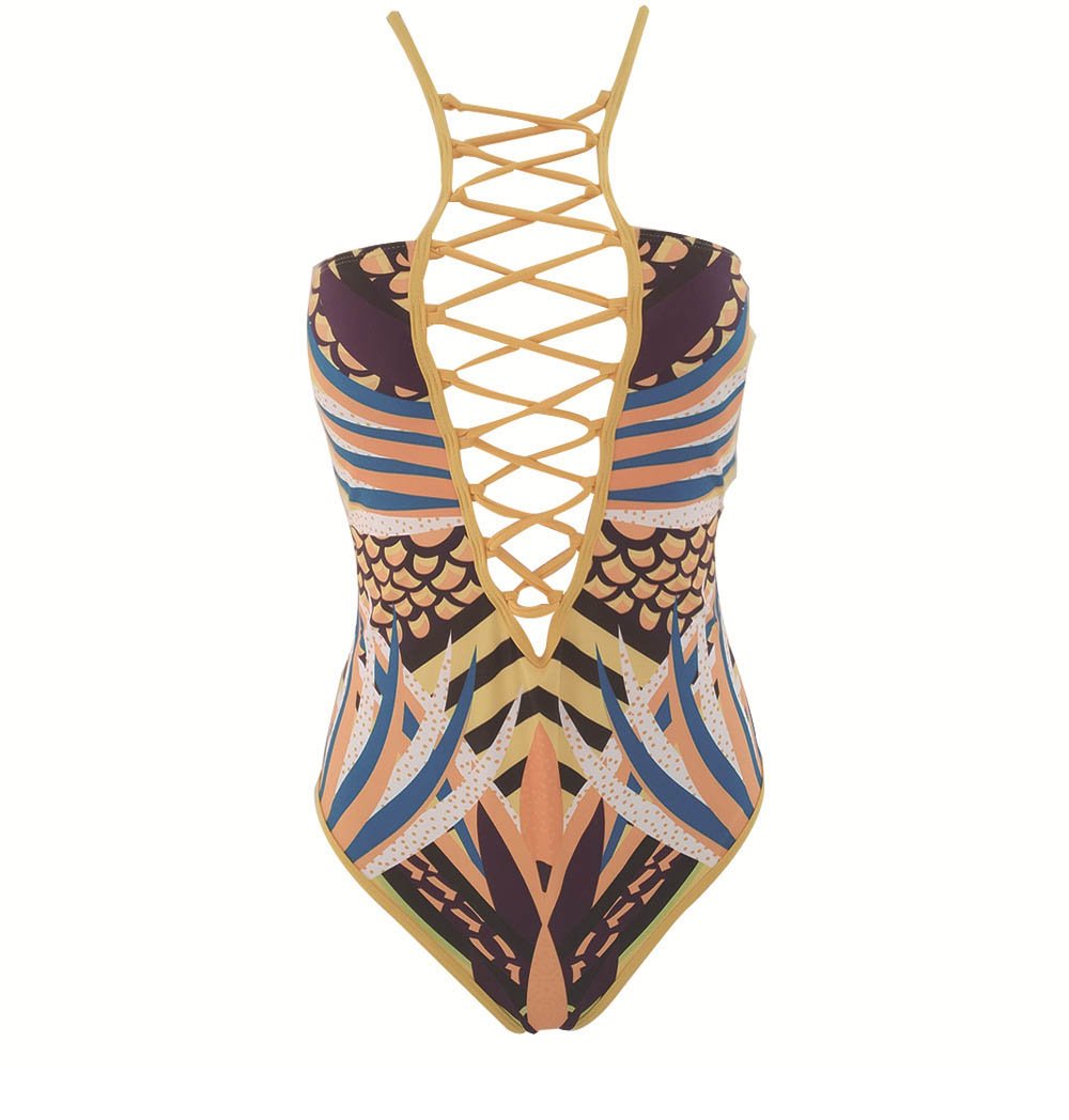 Image of MAYA - AFRICAN PRINT ONE-PIECE SWIMSUIT (YELLOW)