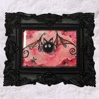 ‘Red Soot Bat’ Original Painting ~ Framed