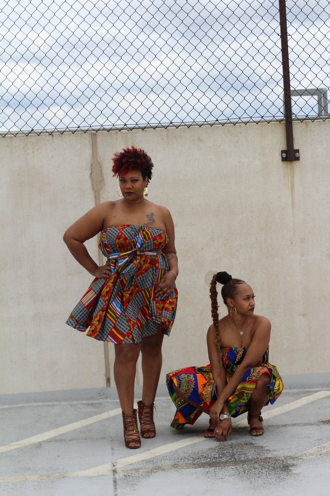 african print dress with headwrap