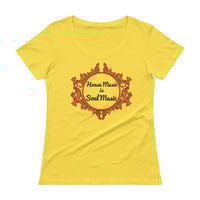 Image 3 of Women's House Music is Soul Music scoopneck tee in Black, White, & Yellow