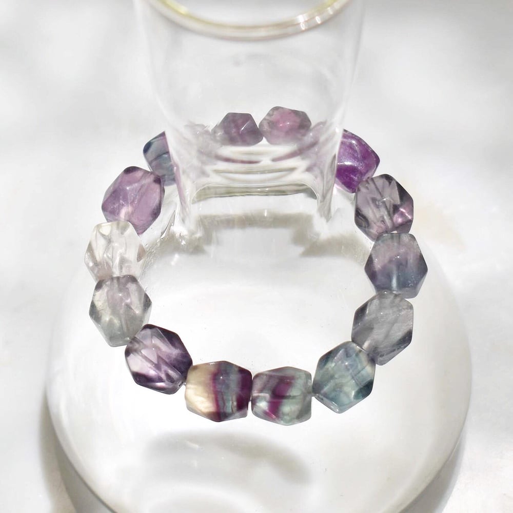 Image of Rainbow Fluorite cubes bracelet