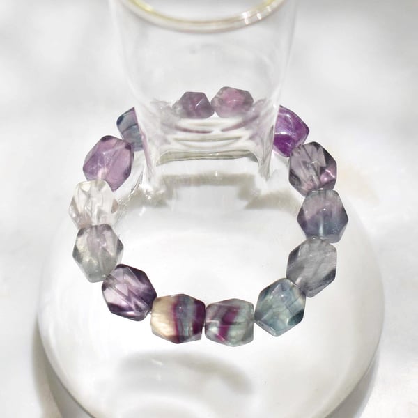 Image of Rainbow Fluorite cubes bracelet